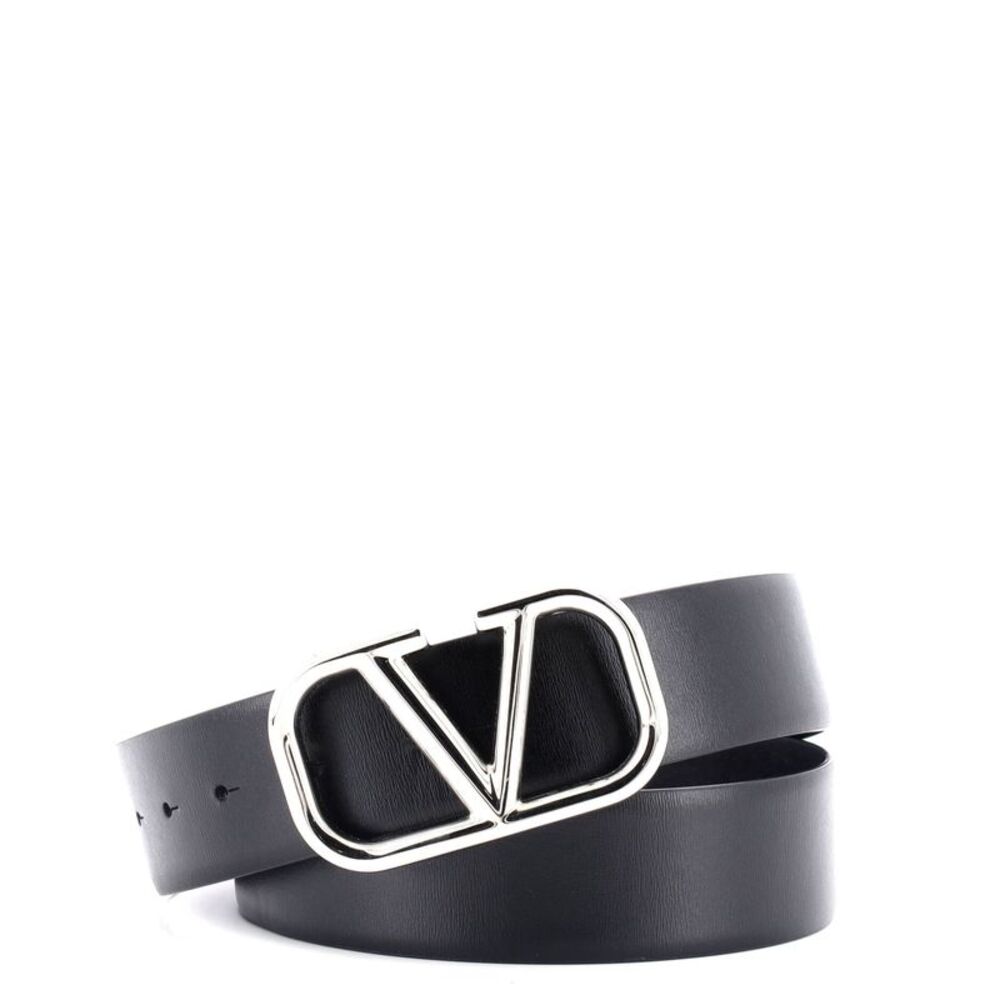 Valentino Garavani Vlogo Reversible Belt Leather Wide Black